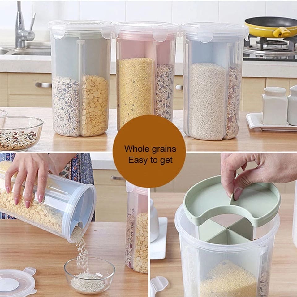 3 Compartment Food Preservation Plastic Container, Large Dry Fruit Box, Air Tight Cereal Jar 3 Compartment Food Preservation Plastic Container, Large Dry Fruit Box, Air Tight Cereal Jar